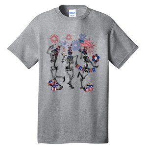 4th Of July Skellies Dancing Skeleton American Flag Great Gift Tall T-Shirt