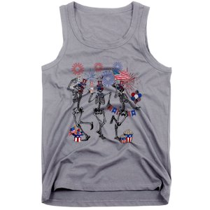 4th Of July Skellies Dancing Skeleton American Flag Great Gift Tank Top