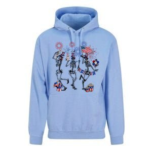 4th Of July Skellies Dancing Skeleton American Flag Great Gift Unisex Surf Hoodie