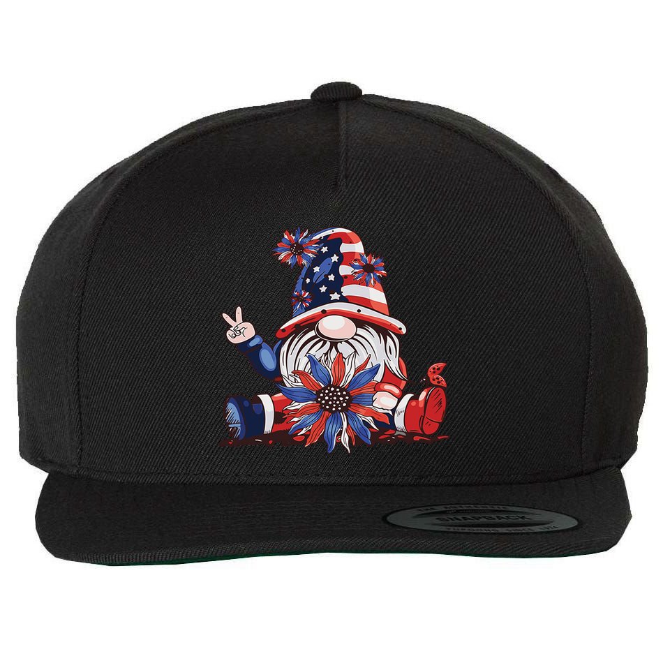 4th Of July Gnome Festive Holiday Wool Snapback Cap