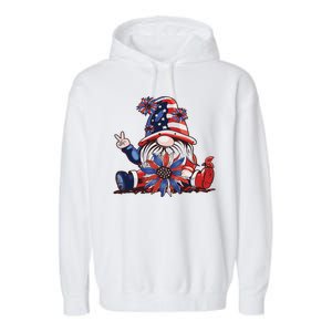 4th Of July Gnome Festive Holiday Garment-Dyed Fleece Hoodie