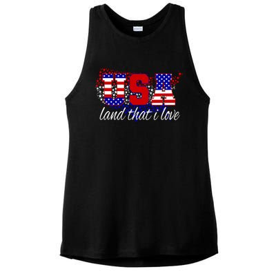 4th Of July Fun American Flag Usa Land That I Love Gift Ladies PosiCharge Tri-Blend Wicking Tank