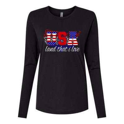 4th Of July Fun American Flag Usa Land That I Love Gift Womens Cotton Relaxed Long Sleeve T-Shirt