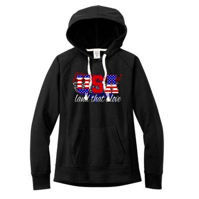 4th Of July Fun American Flag Usa Land That I Love Gift Women's Fleece Hoodie