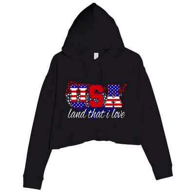 4th Of July Fun American Flag Usa Land That I Love Gift Crop Fleece Hoodie