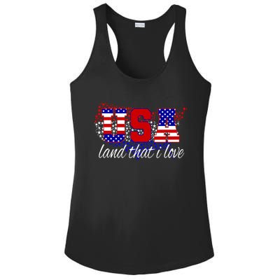 4th Of July Fun American Flag Usa Land That I Love Gift Ladies PosiCharge Competitor Racerback Tank