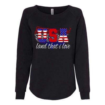 4th Of July Fun American Flag Usa Land That I Love Gift Womens California Wash Sweatshirt