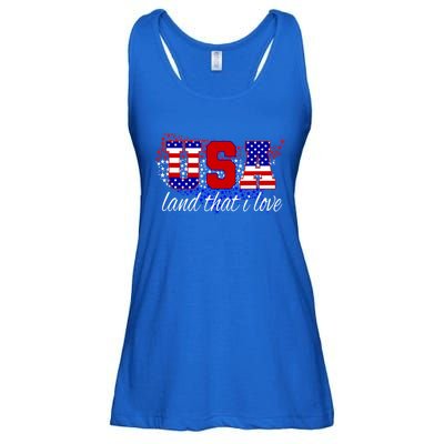 4th Of July Fun American Flag Usa Land That I Love Gift Ladies Essential Flowy Tank