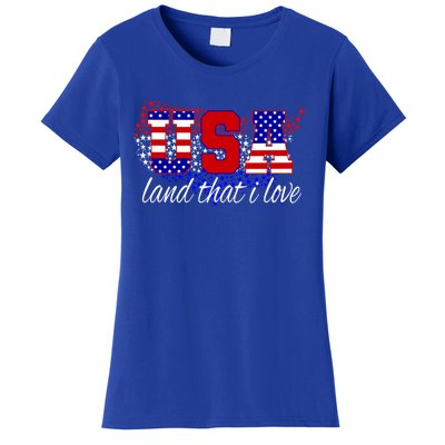 4th Of July Fun American Flag Usa Land That I Love Gift Women's T-Shirt