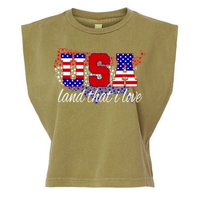 4th Of July Fun American Flag Usa Land That I Love Gift Garment-Dyed Women's Muscle Tee