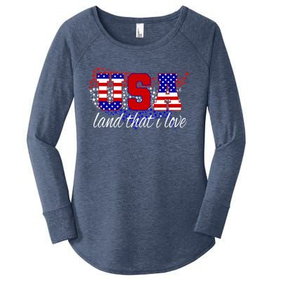 4th Of July Fun American Flag Usa Land That I Love Gift Women's Perfect Tri Tunic Long Sleeve Shirt