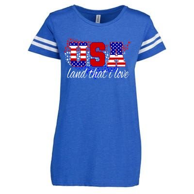 4th Of July Fun American Flag Usa Land That I Love Gift Enza Ladies Jersey Football T-Shirt