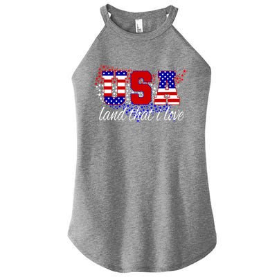 4th Of July Fun American Flag Usa Land That I Love Gift Women's Perfect Tri Rocker Tank