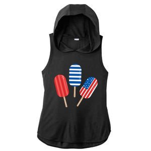 4th Of July Popsicle Usa Ladies PosiCharge Tri-Blend Wicking Draft Hoodie Tank