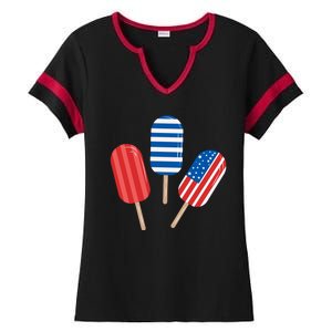 4th Of July Popsicle Usa Ladies Halftime Notch Neck Tee