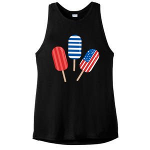 4th Of July Popsicle Usa Ladies PosiCharge Tri-Blend Wicking Tank