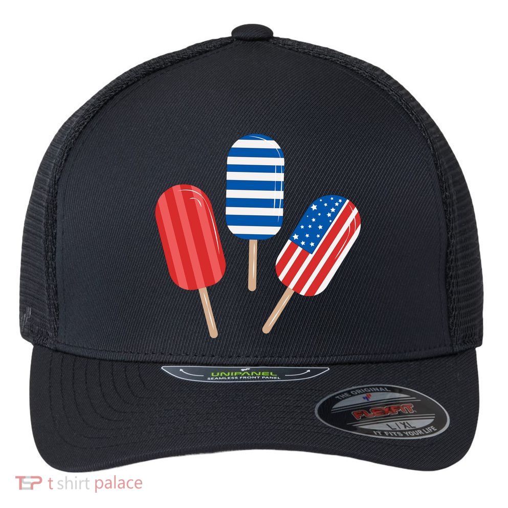 4th Of July Popsicle Usa Flexfit Unipanel Trucker Cap