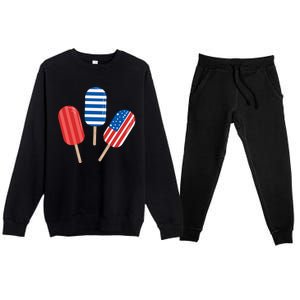 4th Of July Popsicle Usa Premium Crewneck Sweatsuit Set