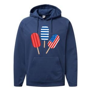 4th Of July Popsicle Usa Performance Fleece Hoodie