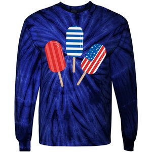 4th Of July Popsicle Usa Tie-Dye Long Sleeve Shirt