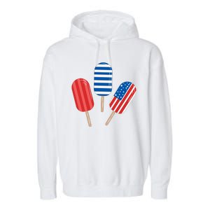 4th Of July Popsicle Usa Garment-Dyed Fleece Hoodie