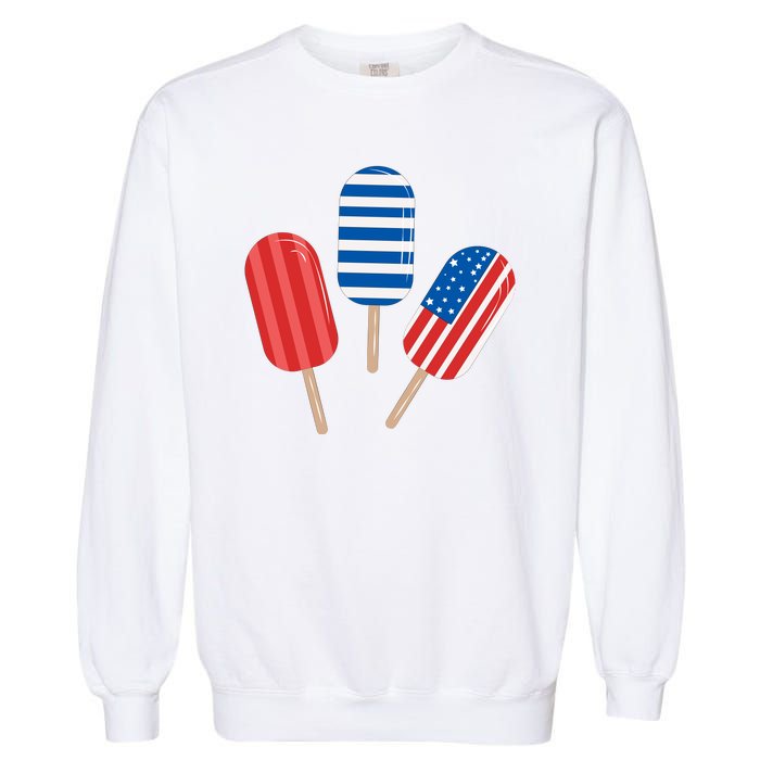 4th Of July Popsicle Usa Garment-Dyed Sweatshirt