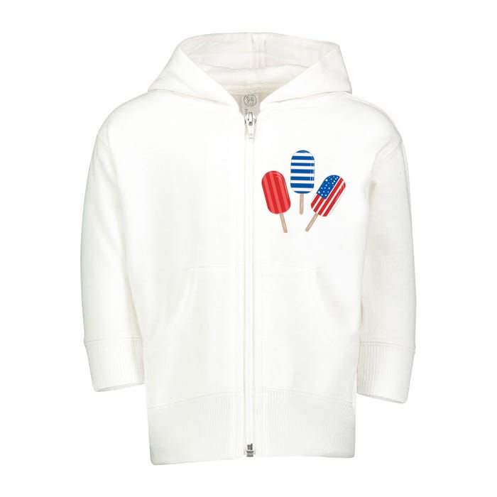 4th Of July Popsicle Usa Toddler Zip Fleece Hoodie