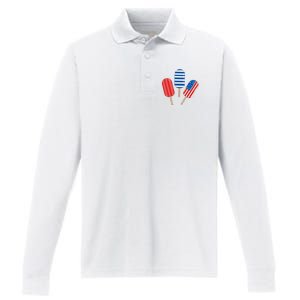 4th Of July Popsicle Usa Performance Long Sleeve Polo