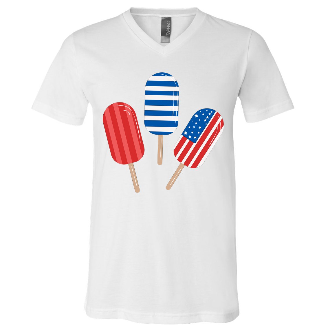 4th Of July Popsicle Usa V-Neck T-Shirt