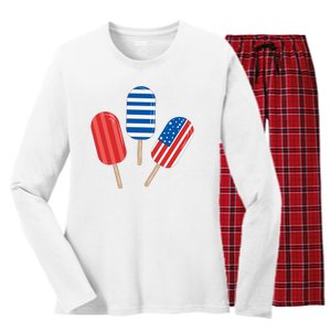 4th Of July Popsicle Usa Women's Long Sleeve Flannel Pajama Set 