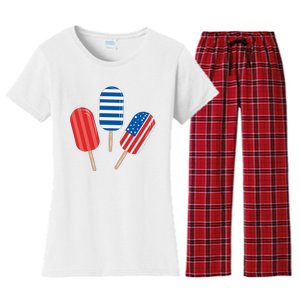 4th Of July Popsicle Usa Women's Flannel Pajama Set