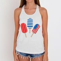 4th Of July Popsicle Usa Women's Knotted Racerback Tank