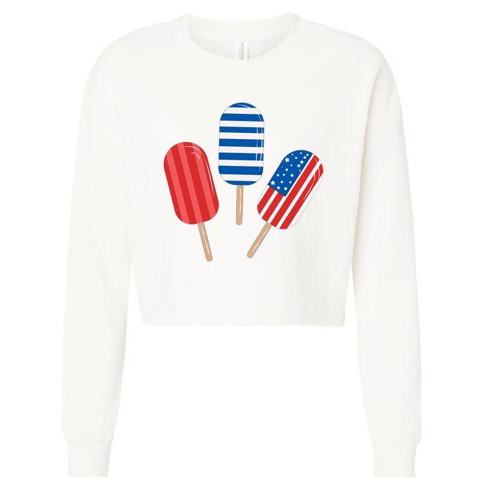 4th Of July Popsicle Usa Cropped Pullover Crew