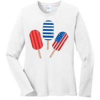 4th Of July Popsicle Usa Ladies Long Sleeve Shirt