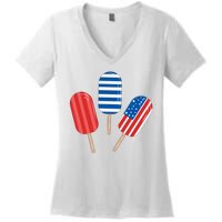 4th Of July Popsicle Usa Women's V-Neck T-Shirt