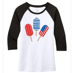 4th Of July Popsicle Usa Women's Tri-Blend 3/4-Sleeve Raglan Shirt