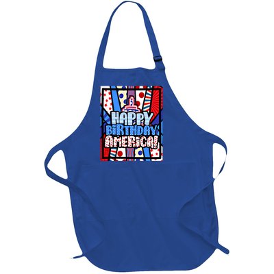 4th Of July Independence Day Happy Birthday America Meaningful Gift Full-Length Apron With Pockets