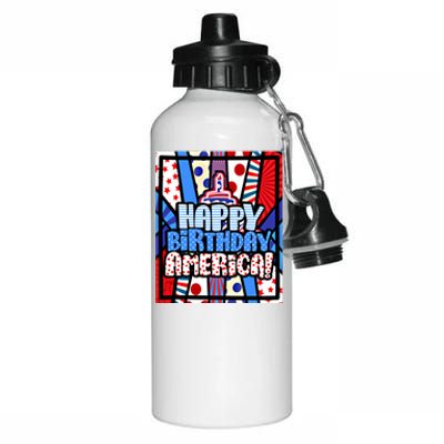 4th Of July Independence Day Happy Birthday America Meaningful Gift Aluminum Water Bottle