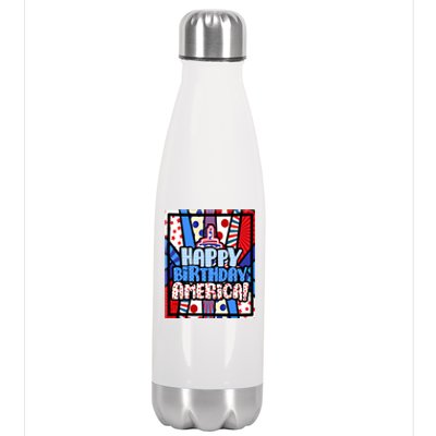 4th Of July Independence Day Happy Birthday America Meaningful Gift Stainless Steel Insulated Water Bottle