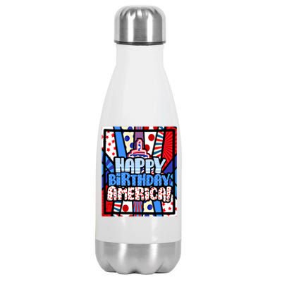 4th Of July Independence Day Happy Birthday America Meaningful Gift Stainless Steel Insulated Water Bottle