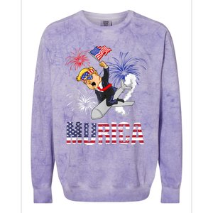 4th Of July Bald Eagle Mullet Murica Usa Usa Merica Colorblast Crewneck Sweatshirt