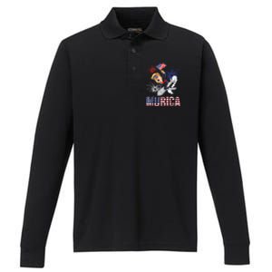 4th Of July Bald Eagle Mullet Murica Usa Usa Merica Performance Long Sleeve Polo