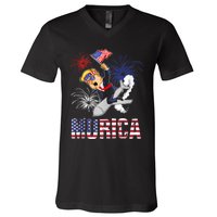 4th Of July Bald Eagle Mullet Murica Usa Usa Merica V-Neck T-Shirt