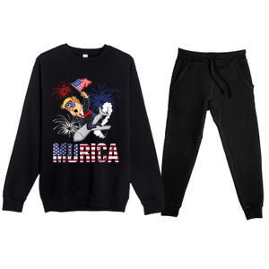 4th Of July Bald Eagle Mullet Murica Usa Usa Merica Premium Crewneck Sweatsuit Set