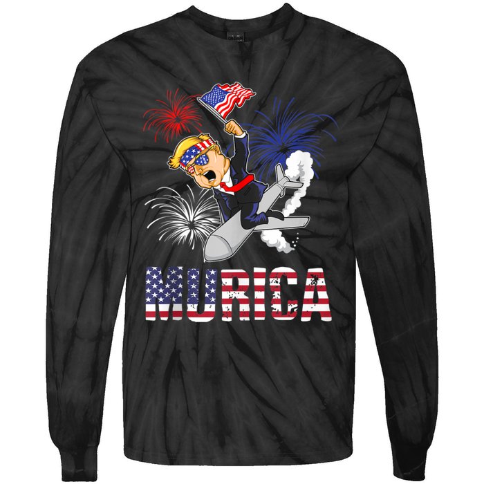 4th Of July Bald Eagle Mullet Murica Usa Usa Merica Tie-Dye Long Sleeve Shirt