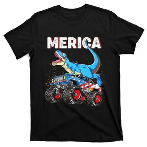 4th of July Boy Merica T rex Dinosaur Monster Truck T-Shirt