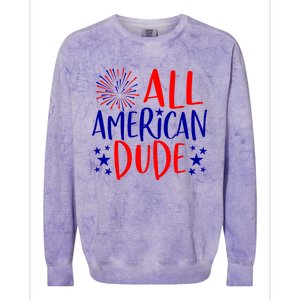 4th Of July Family Couples Matching Cute Gift All American Dude Cool Gift Colorblast Crewneck Sweatshirt