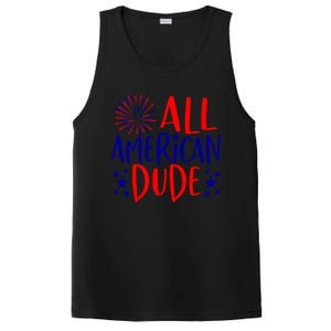 4th Of July Family Couples Matching Cute Gift All American Dude Cool Gift PosiCharge Competitor Tank