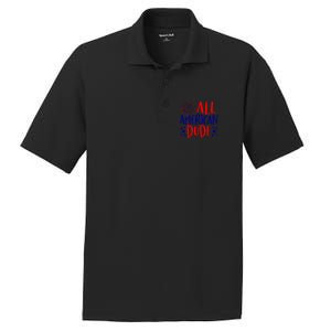 4th Of July Family Couples Matching Cute Gift All American Dude Cool Gift PosiCharge RacerMesh Polo