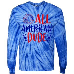 4th Of July Family Couples Matching Cute Gift All American Dude Cool Gift Tie-Dye Long Sleeve Shirt